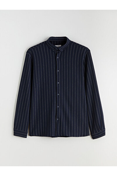 LC Waikiki Lacivert Regular Fit Uzun Kollu Çizgili Erkek Gömlek