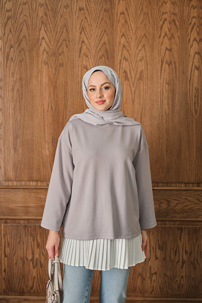 LOCCO Kadın Salaş Düz Body Gri