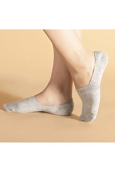 Vast 5-Piece Set of Stitch-Free Cotton Combed Silicone Women's and Men's Ballerinas (5 Pairs Gray)