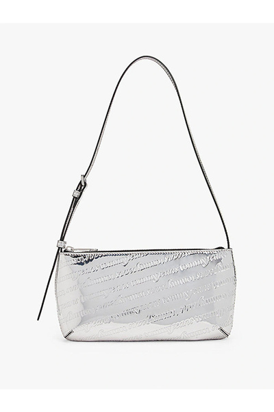 Tommy Hilfiger Tjw Must Metallic Shoulder Women's Gray Shoulder Bag Aw0Aw1800...