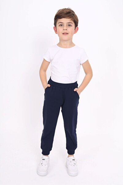 Toontoy Navy Blue Girl's Printed Basic Jogger Sweatpants with Ribbed Waist an...