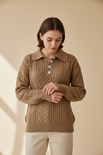 NEWCO Detaliu perlat Tricotat cu model Pulover de tricotaj lejer Decolteu confortabil Model șic de zi cu zi