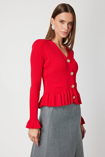 ON V-Neck Ornamental Buttoned Knitwear Cardigan