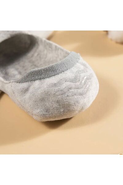 Vast 5-Piece Set of Stitch-Free Cotton Combed Silicone Women's and Men's Ballerinas (5 Pairs Gray)