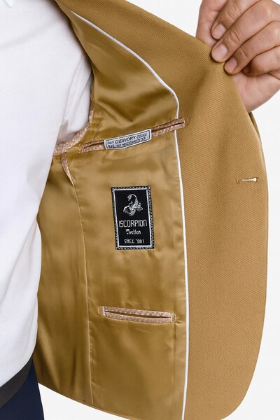 Plus Scorpion Camel Men's Blazer Jacket – Flexible Comfort Fabric, Italian Cut, Single Button S Slim Fit Şı
