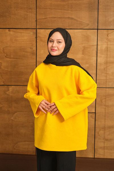 LOCCO guler rotund Sweat Yellow pentru femei