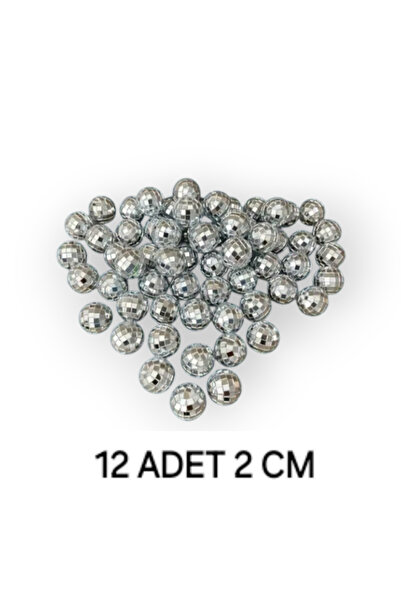 ÇİLEKHOMEAVM Disko topu Pasta süsü 2 cm 12 li paket pasta süsü dekorasyon seti