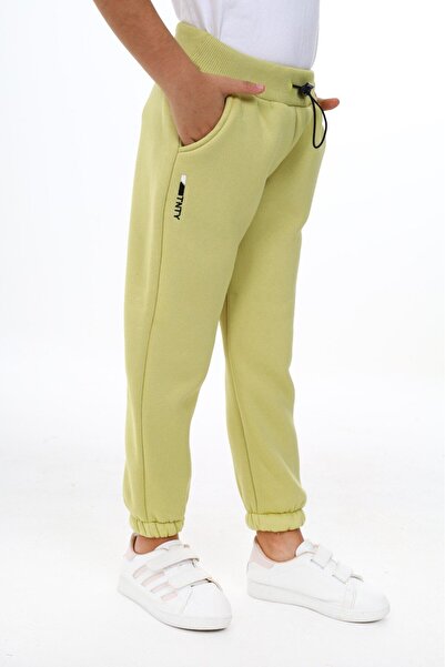 Toontoy Light Green Girl's Printed Basic Jogger Sweatpants with Ribbed Waist ...