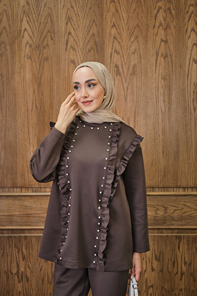 LOCCO Women's Stone Accessory Set Brown