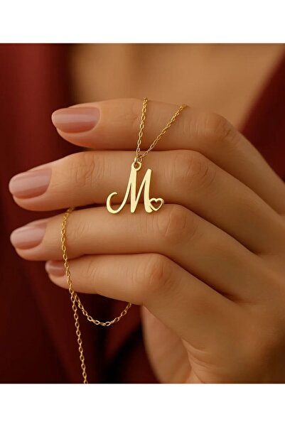 DM Dmlov Kişiye Özel Harf Kolye – Altın Kaplama Kalpli Baş Harf Tasarımı