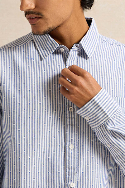 REDTAG Men Blue Mandarin Casual Shirt
