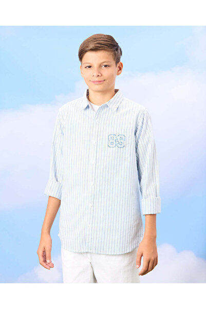 REDTAG Senior Boys Blue Oxford Shirt With White T-Shirt Set (2 Piece)