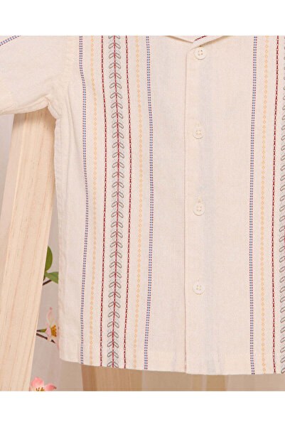 REDTAG Infant Boys Cream Embroidered Shirt