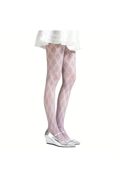 YIWU Elegant Floral Pattern, Lace Lavender Purple Pantyhose, Lightweight and Comfortable, Fashionable
