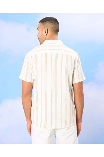 REDTAG Men White Striped Casual Shirt
