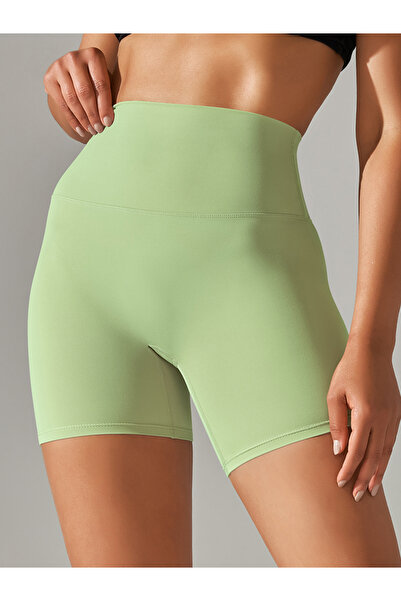 Choice شورت رياضي نسائي قصير باللون الأخضر الفاتح لممارسة رياضة اليوجا والقرف...