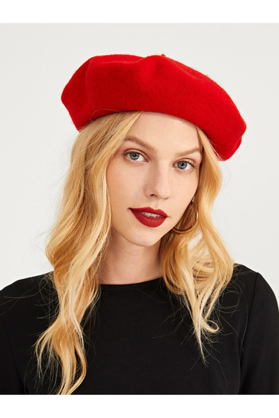 CSR AKSESUAR Kırmızı Fransız Ressam Keçe Bere Şapka