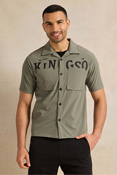 REDTAG قميص رجالي كاجوال مطبوع باللون الأخضر