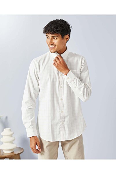 REDTAG Men White Checkered Shirt