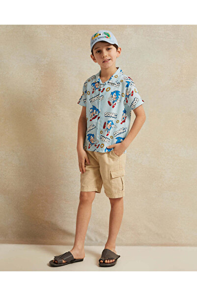 REDTAG Boys Blue Printed Resort Shirt