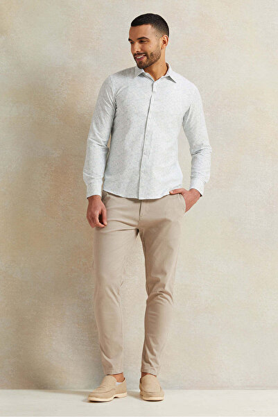 REDTAG Men White Print Stand-Up Pack Shirt