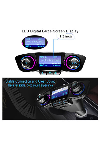 BASHAR FM Modulator Charging Function Bluetooth Handsfree Phone Universal Compatibility Black