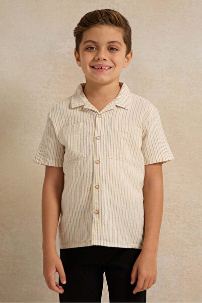 REDTAG قميص مخطط باللون البيج للأولاد