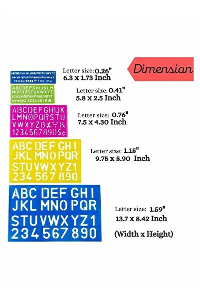 Generic Pack of 4 Alphabet Letter Stencil Set - Plastic ABC Stencils for Kids & Adults (Random Color)