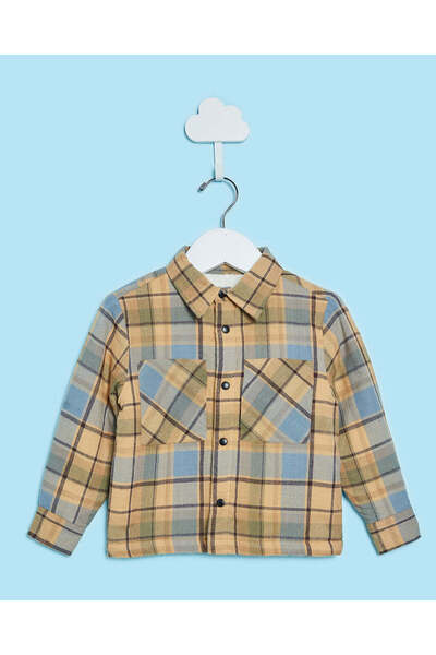 REDTAG Infant Boys Brown And Blue Sherpa Lined Shacket