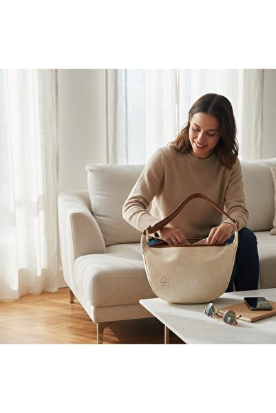 sewingya El Yapımı Sarı Papatya Desenli %100 Pamuklu Sürdülebilir Kumaş Çapraz Omuz Çantası