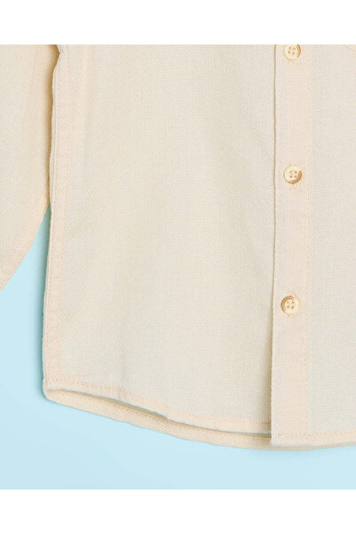 REDTAG Infant Boys Beige Dobby Shirt