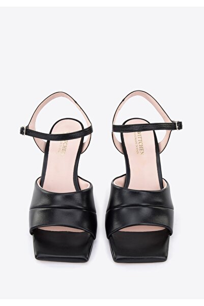 Wittchen Women's classic leather sandals on a high heel, black, leather