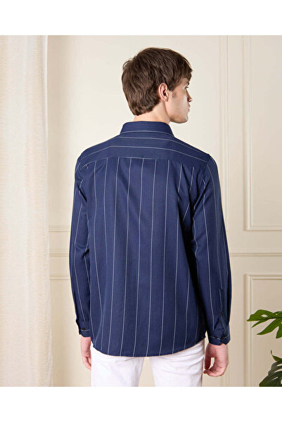 REDTAG Men Navy Striped Shirt
