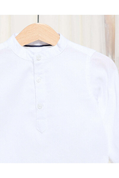 REDTAG Infant Boys White Half Button Dobby Mandarin Kurta