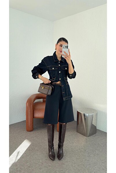 HAZELANNA Σορτς Μπερμούντα με ζώνη σε μπλε ναυτικό χρώμα