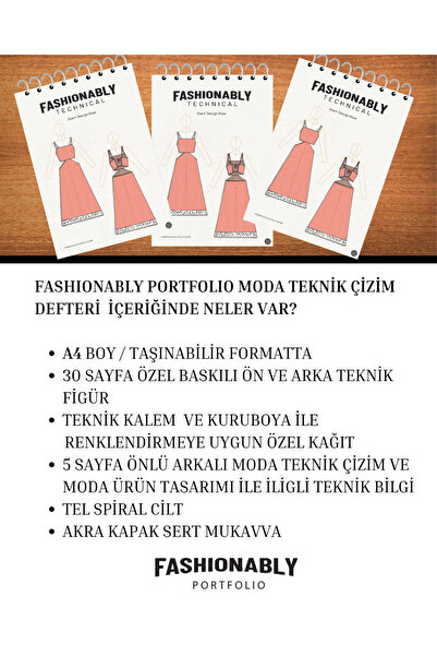 Atölye İzmir MODA TEKNİK ÇİZİM DEFTERİ + 30 SAAT ONLINE MODA TASARIM KURSU