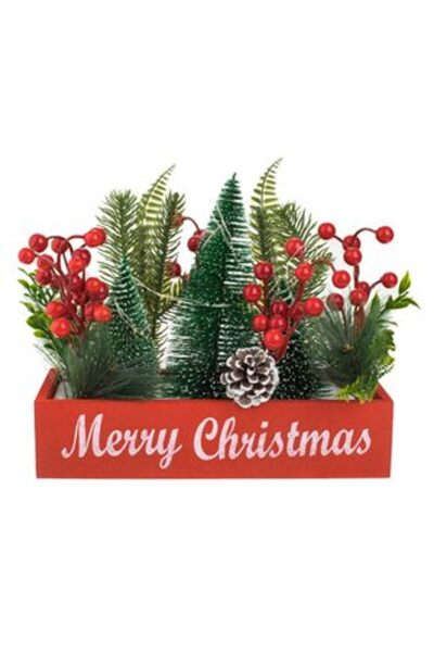 OEM Christmas Decoration - Composite Gift Box with Branches & LED 27 x 11 x 25 cm