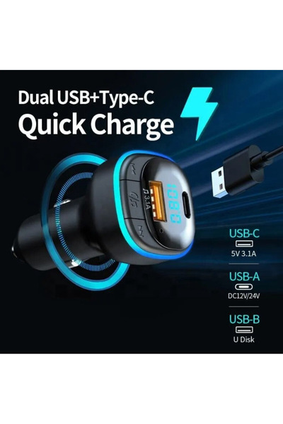 Ruan Modulator FM C33 Radio function Bluetooth Led Multicolor USB A USB C Black