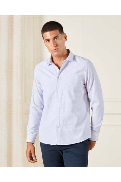 REDTAG Men Blue Plain Formal Shirt