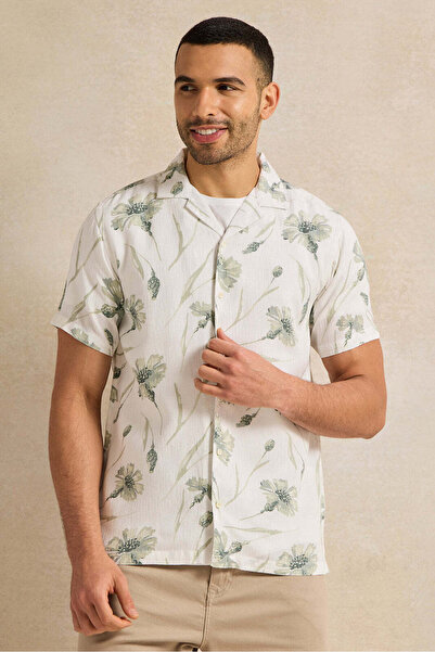 REDTAG Men White Printed Casual Shirt