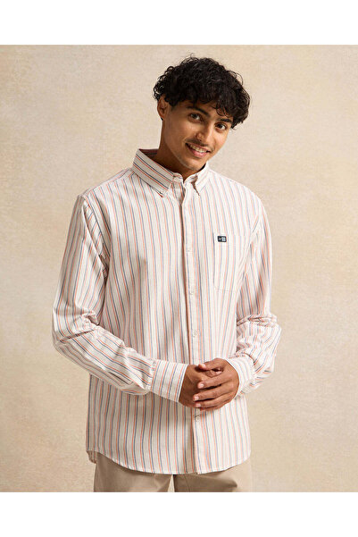 REDTAG قميص رجالي مخطط باللون الأبيض