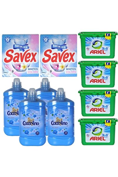 Cocolino Pachet 4x Coccolino Blue Splash 1800ml + 4x Ariel 3in1 405g (15/cuti...
