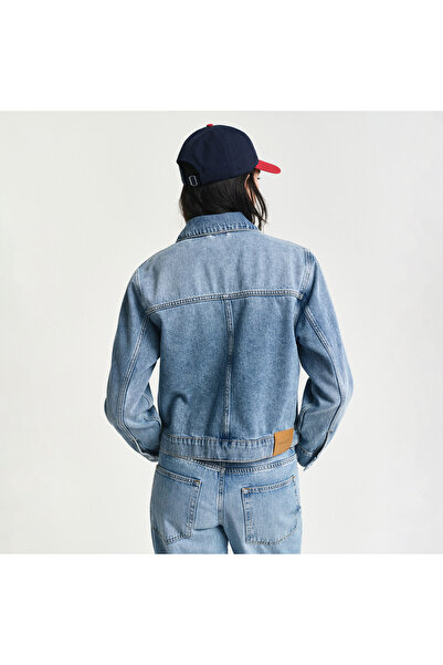 Gant Kadın Mavi Regular Fit Klasik Yaka Denim Ceket