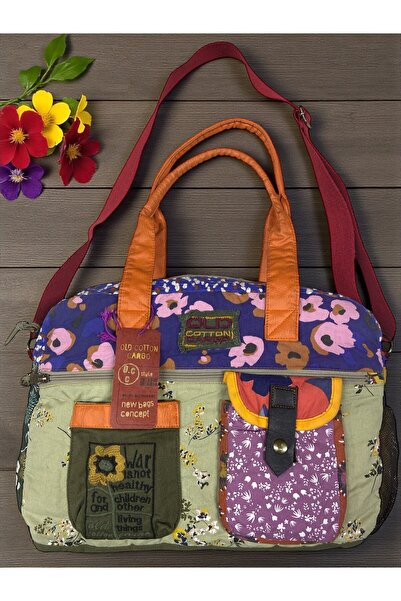 Old Cotton Vintage Casual Multicolor Small Travel Travel Shoulder Handbag 31Cmx44Cm