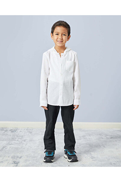 REDTAG Boys White Hooded Shirt