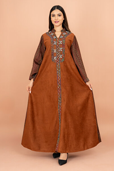 IKKXA Colorful Embroidery Soild Winter Jalabiya