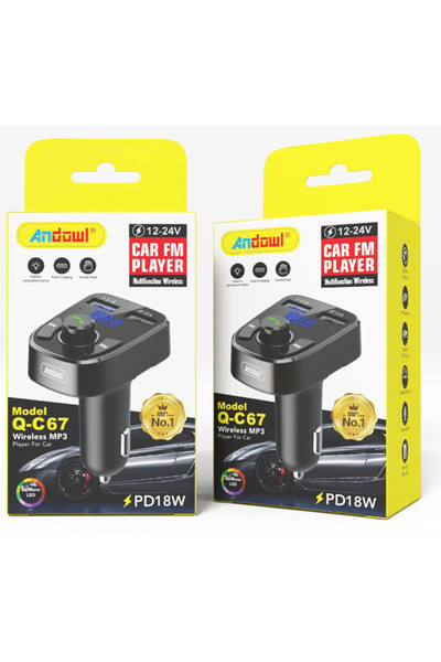 Mihai Bluetooth FM modulator and 12V/24V car charger with 2 USB ports Q C67 Andowl