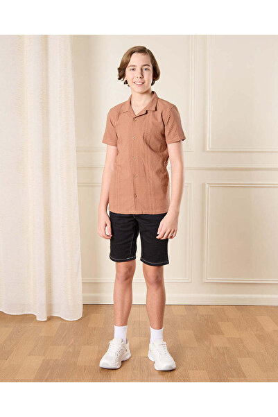 REDTAG Senior Boys Brown Collared Shirt
