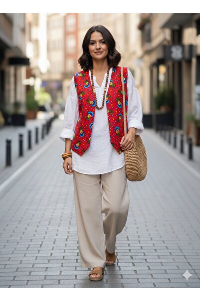 Store Kadın Çiçek Desenli Pazen Cepken Yelek