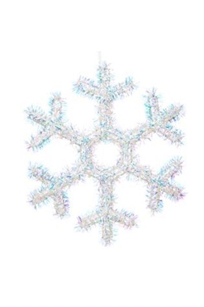 OEM Χριστουγεννιάτικη Διακόσμηση Λευκή Ιριδίζουσα 3D Χιονονιφάδα 34 x 34 εκ.
